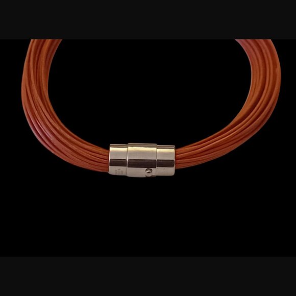 Emma Skye DSMK Stainless Steel Multi Cord Orange Red Size 7.25" Bracelet - Picture 6 of 10